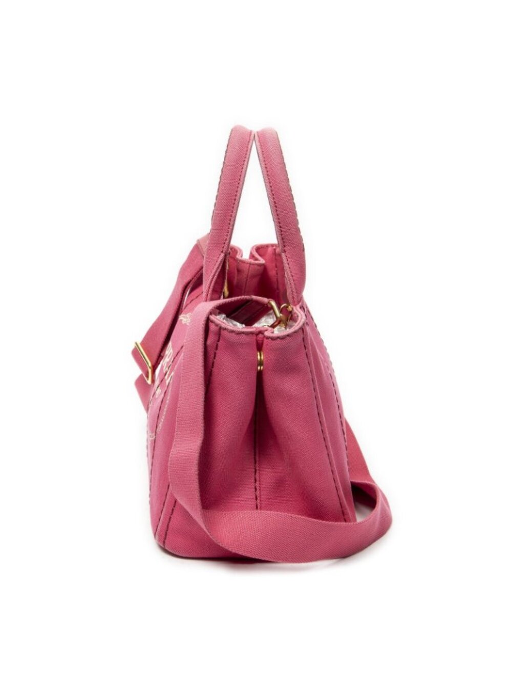 Prada Canapa Small Tote Fuchsia Pink Canvas - Picture 3 of 10